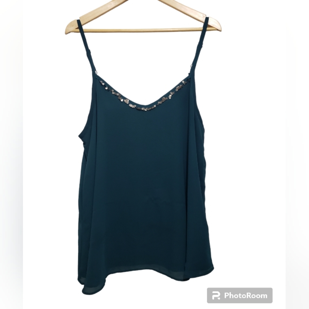 Torrid Turquoise Sequin Embellished Tank Top Size 00